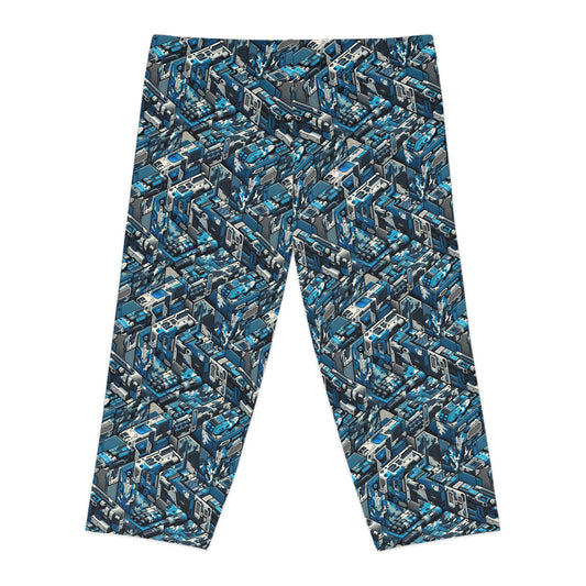 Tech Urban Camo Tech-Forward Streetwear With a Futuristic Military Edge Women's Capri Leggings - 8404 Design-51