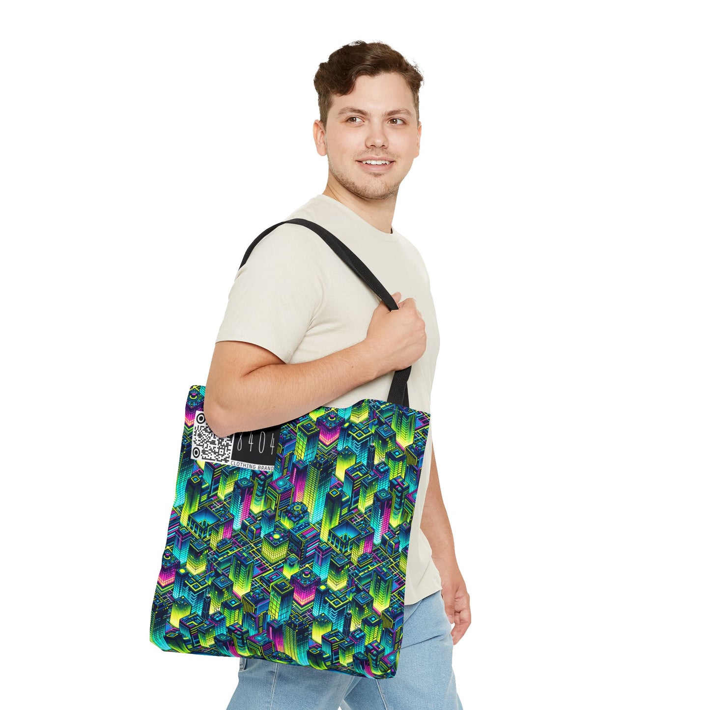Tech-Infused Neon Tech-Forward Streetwear Tote Bag - 8404 Design-65