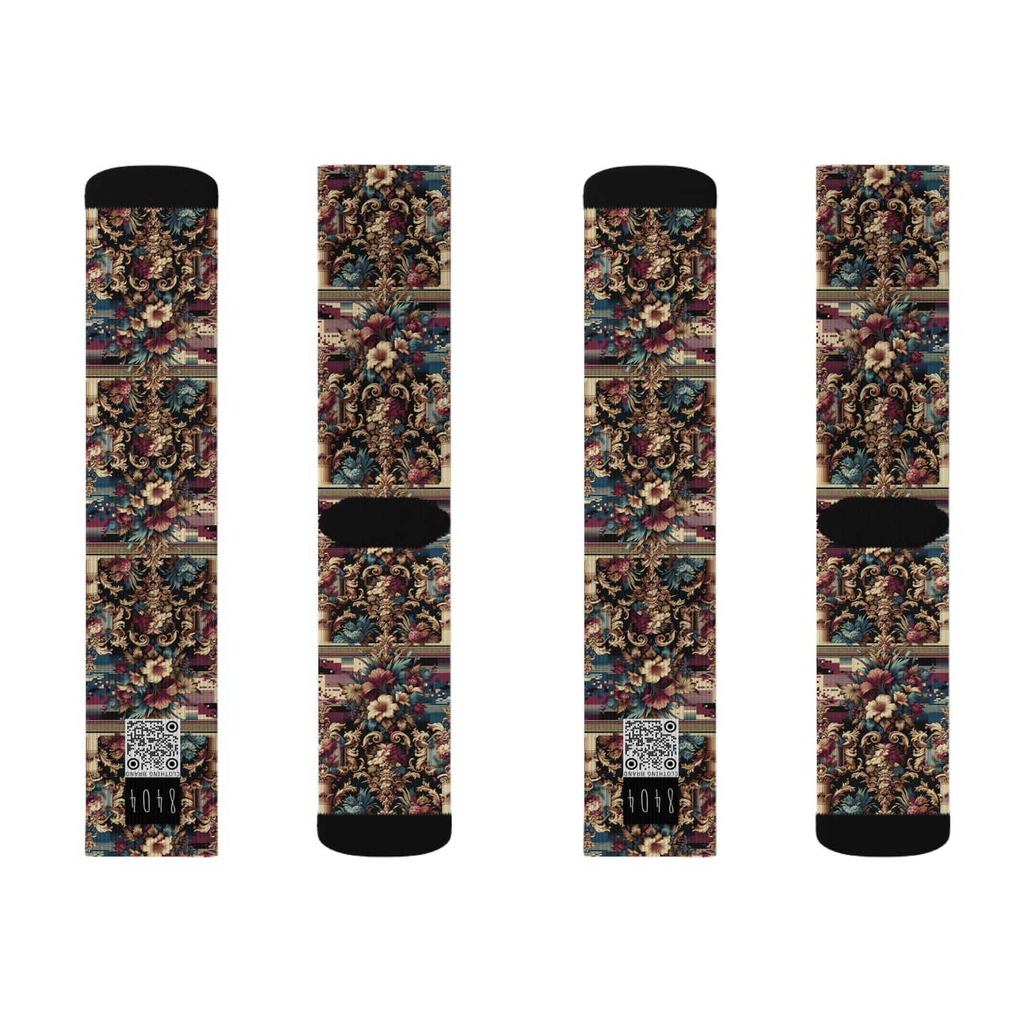 Digital Renaissance Modern Baroque Fusion Sublimation Socks - 8404 Design-58