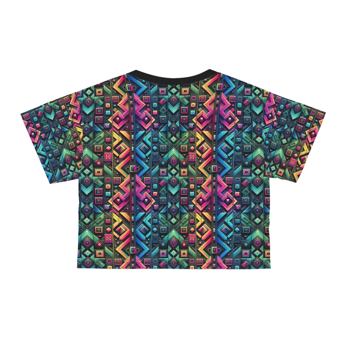 Tech-Inspired Graphics Cyberpunk Cool Crop Tee - 8404 Design-58