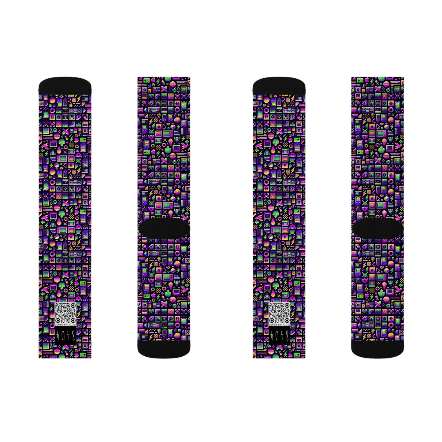 Digital Nostalgia Remix Modern Vintage Fusion Sublimation Socks - 8404 Design-49