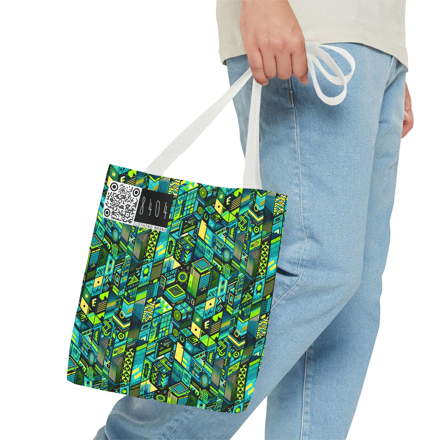 Tech-Infused Neon Tech-Forward Streetwear Tote Bag - 8404 Design-61