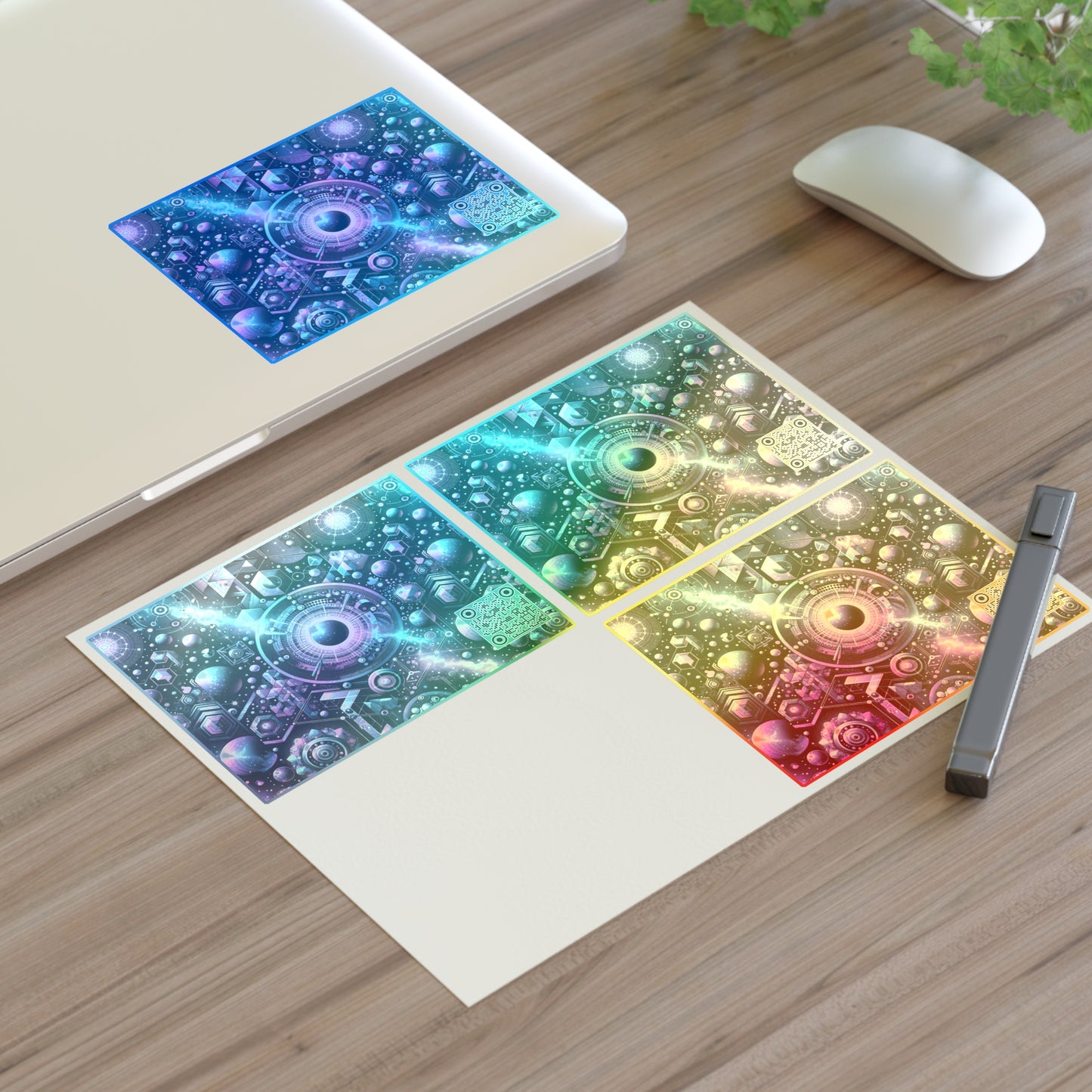 Galactic Hues Tech-Forward Cosmic Fusion Sticker Sheets - 8404 Design-56