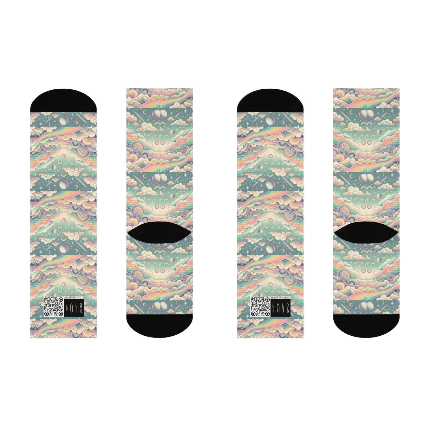 Digital Dreamland Whimsical and Nostalgic Streetwear With a Digital Twist Cushioned Crew Socks - 8404 Design-65