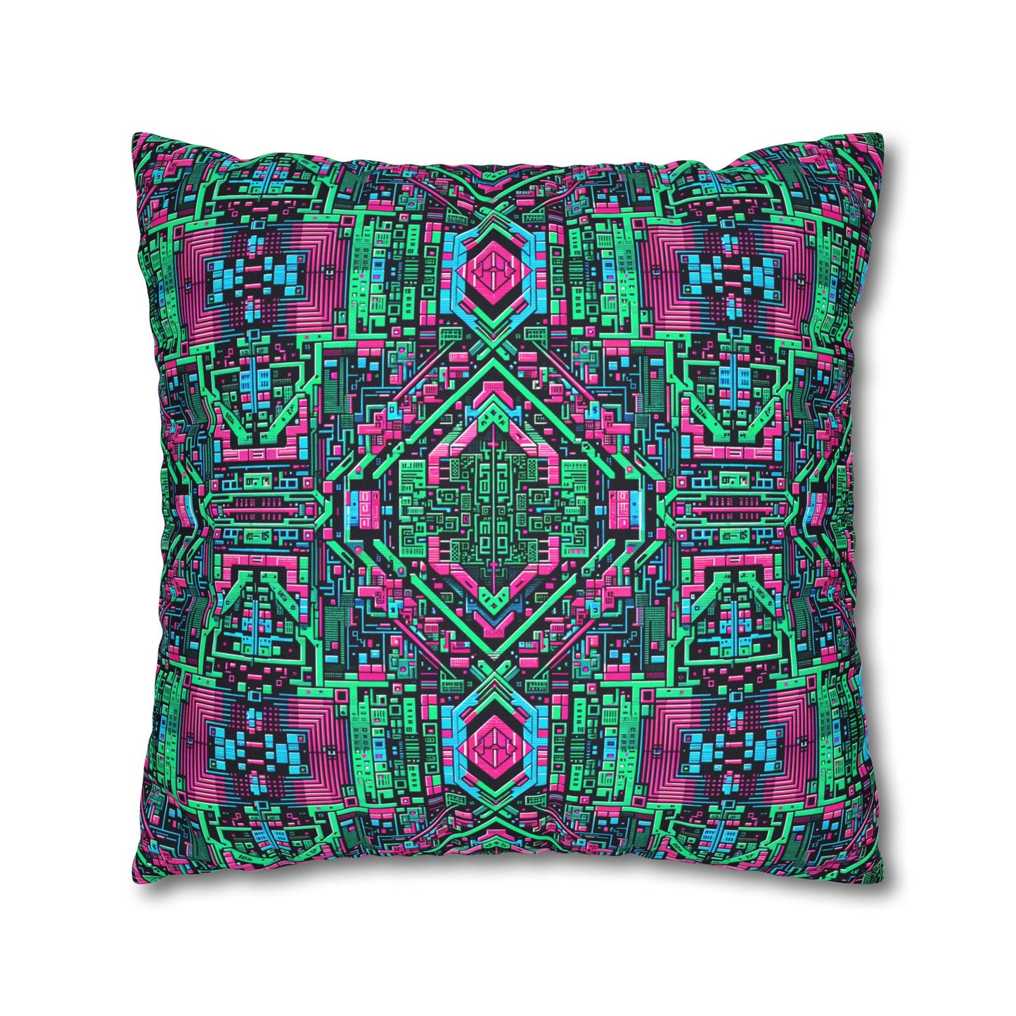 Digital Glitch Vibes Tech-Inspired Streetwear Spun Polyester Square Pillowcase - 8404 Design-71