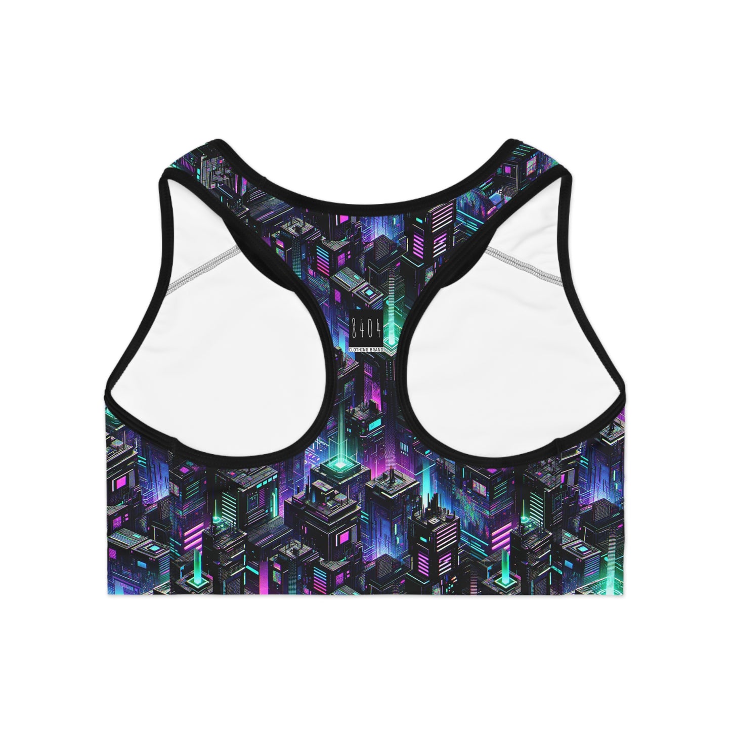 Tech Noir Graphics Futuristic Tech Aesthetics Sports Bra - 8404 Design-55