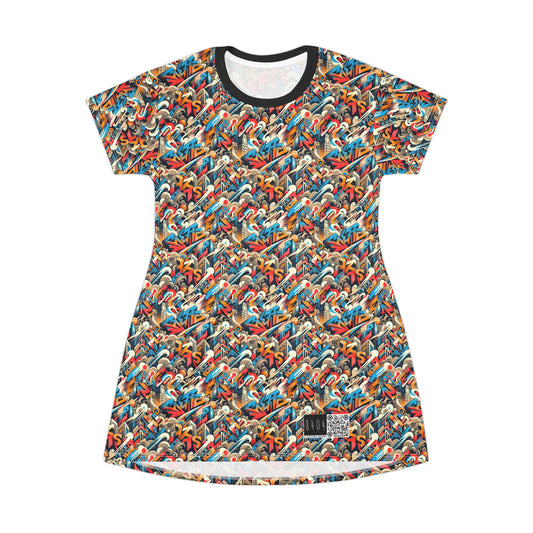Neo-Traditional Street Art Modern Street Art Fusion T-Shirt Dress - 8404 Design-44