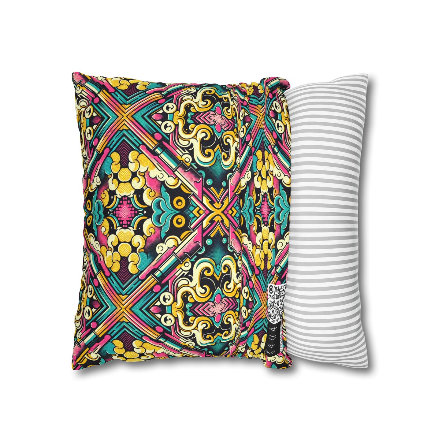 Neon Pop Art Revival Pop Culture Retro Spun Polyester Square Pillowcase - 8404 Design-59
