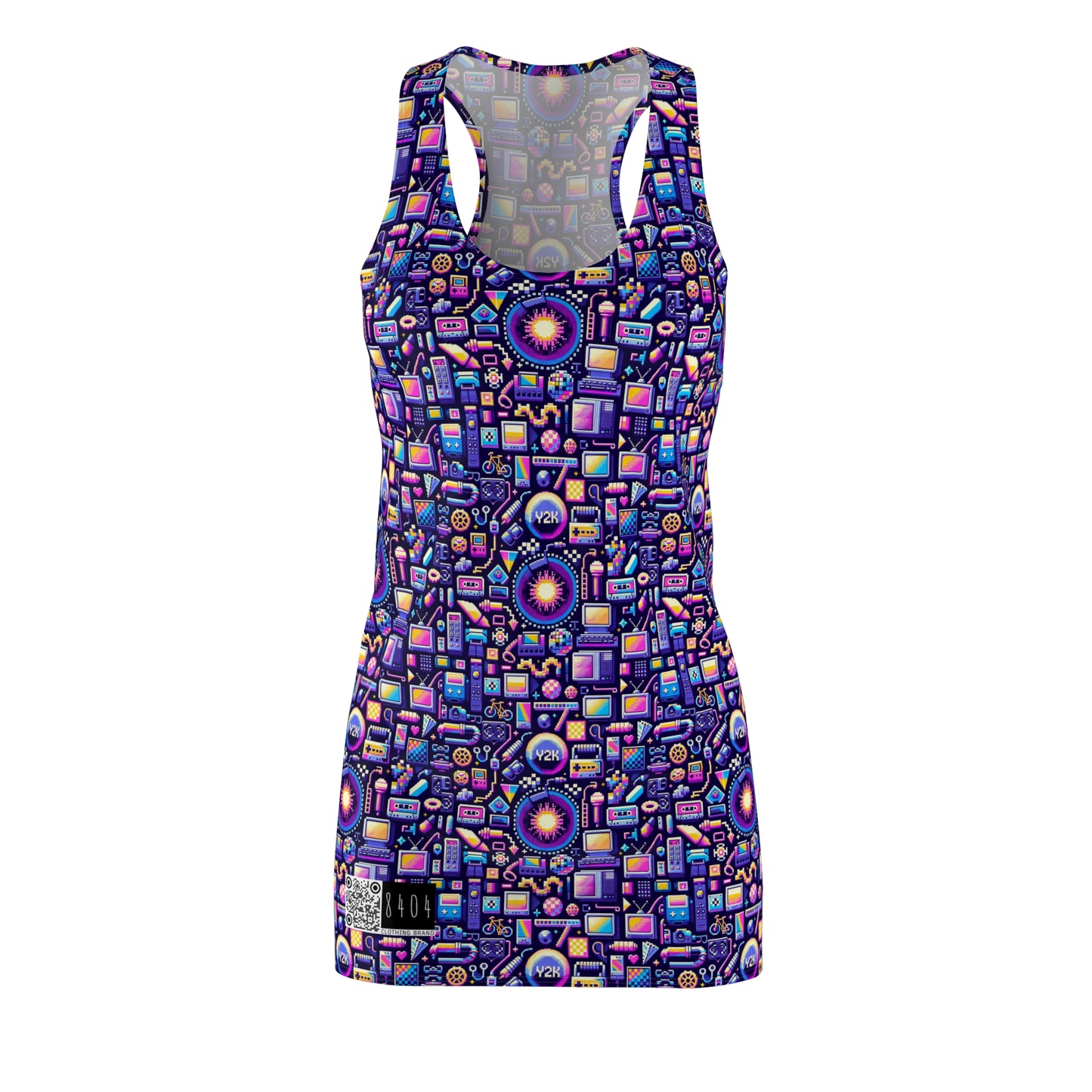Digital Nostalgia Modern Retro Fusion Women's Cut & Sew Racerback Dress - 8404 Design-64