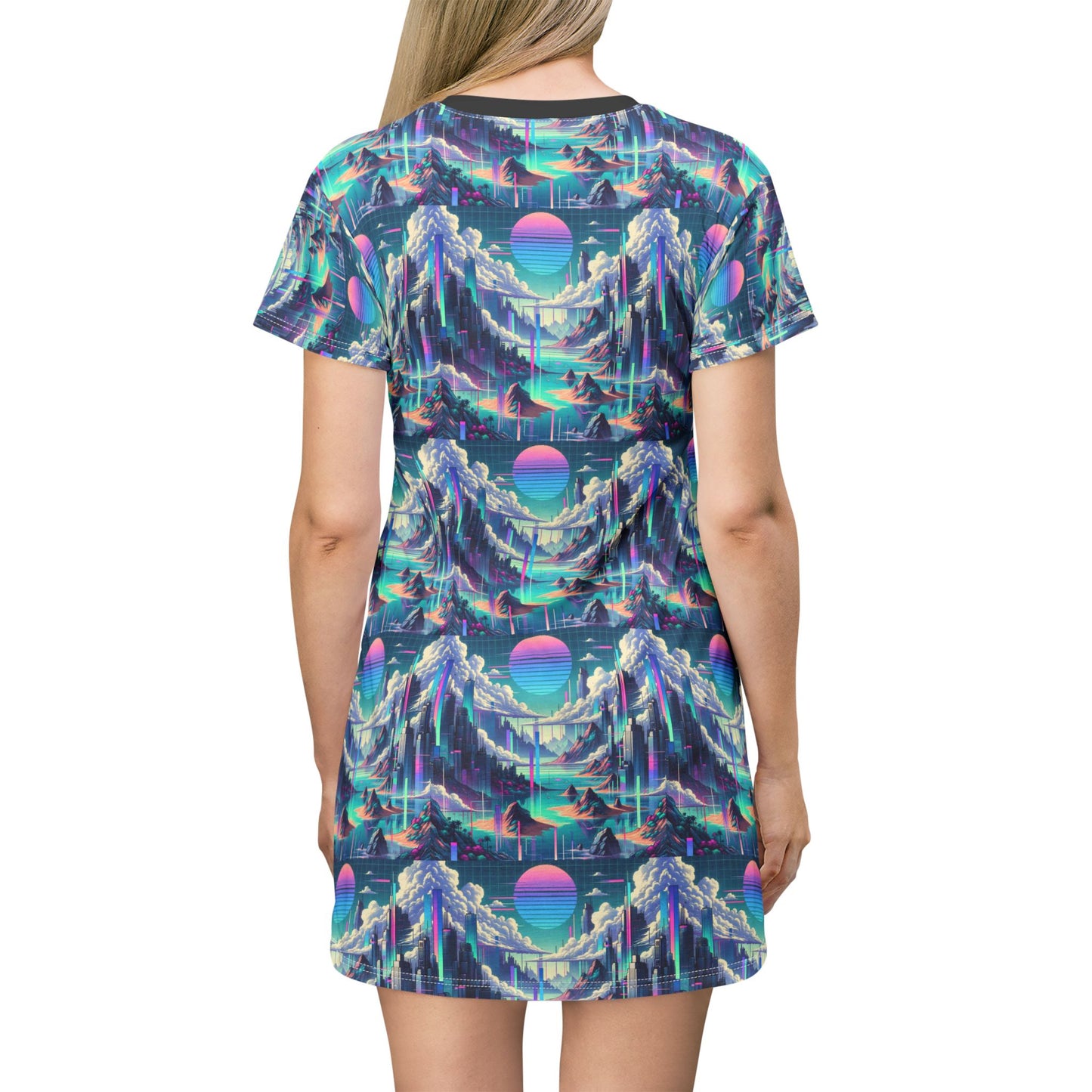Digital Dreamscapes Digitally-Inspired Streetwear With a Dreamy, Surreal Twist T-Shirt Dress - 8404 Design-53