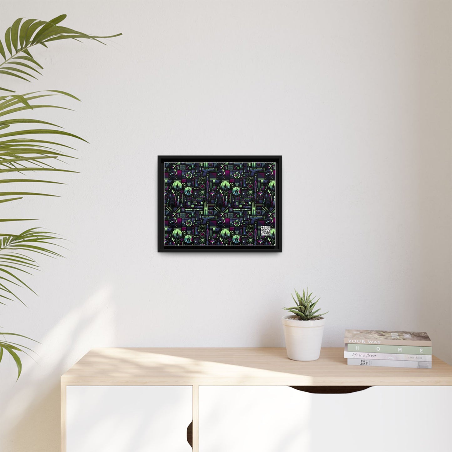 Tech Noir Futuristic Cyberpunk Matte Canvas, Framed (multi-Color) - 8404 Design-63 A