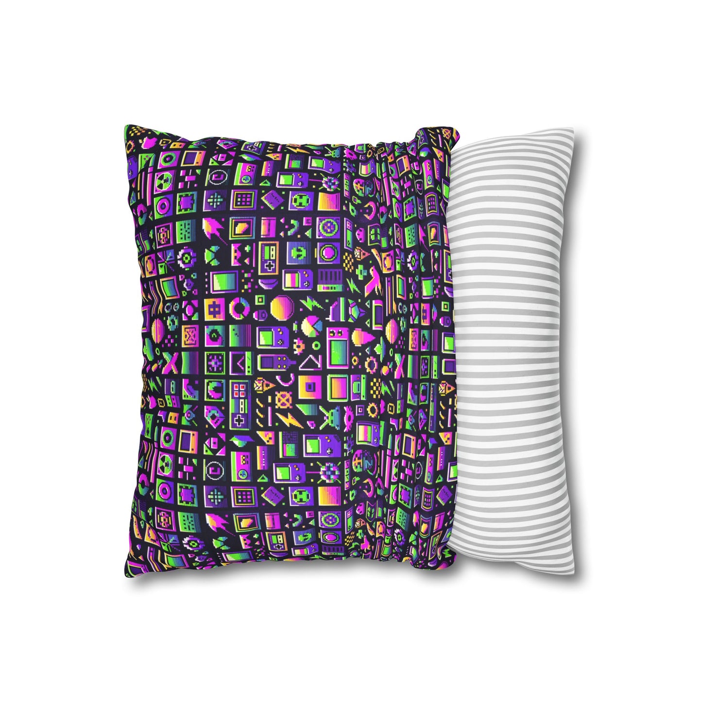 Digital Nostalgia Remix Modern Vintage Fusion Faux Suede Square Pillowcase - 8404 Design-49