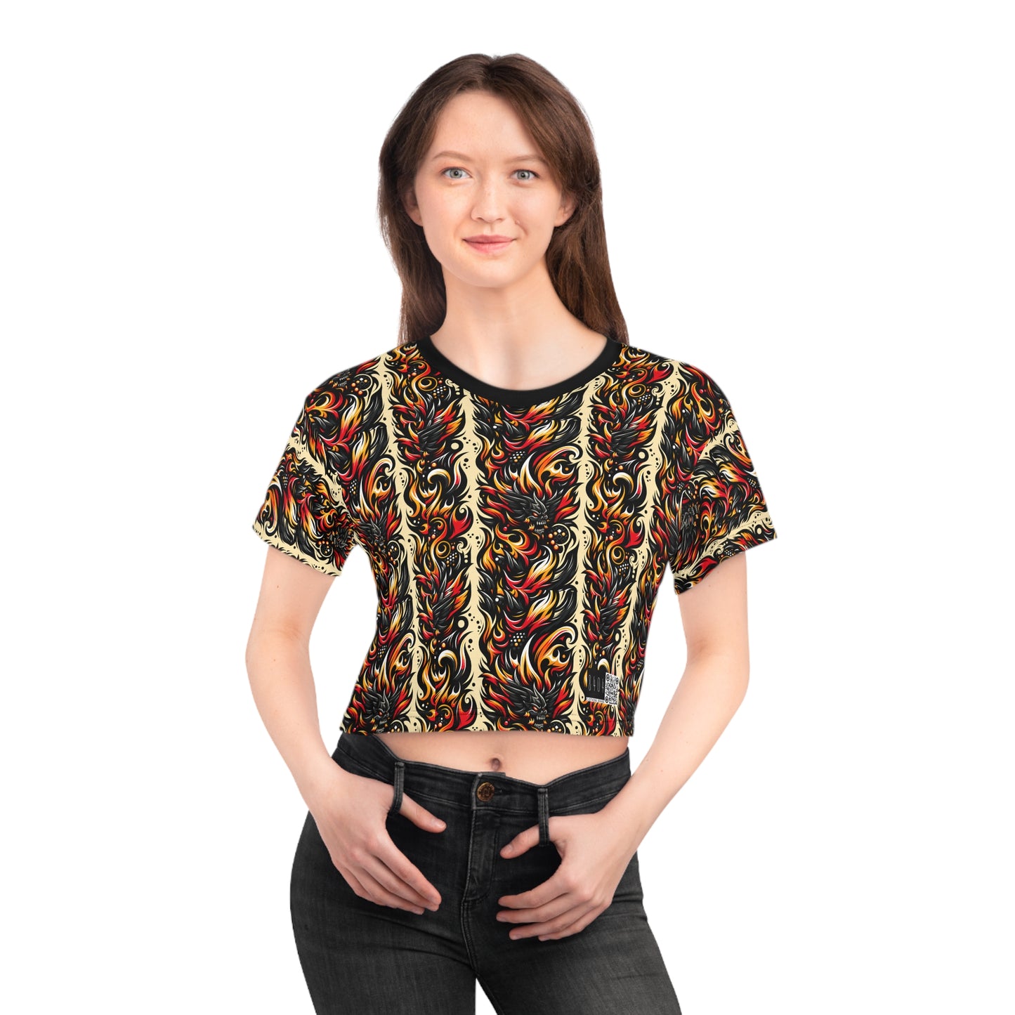 Flame Graphics Maximalist Streetwear Crop Tee - 8404 Design-65