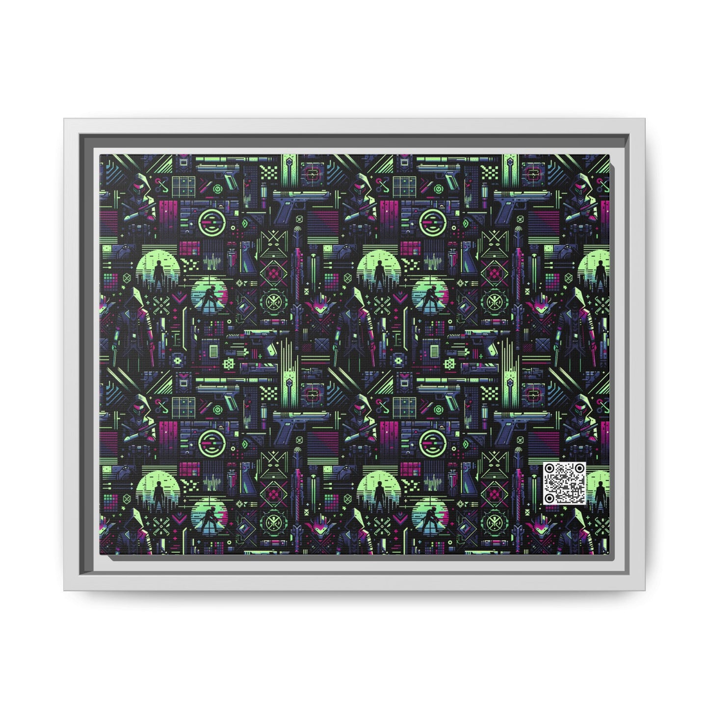 Tech Noir Futuristic Cyberpunk Matte Canvas, Framed (multi-Color) - 8404 Design-63 A