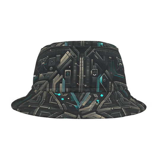 Tech Noir Futuristic Tech Aesthetic with a Dark Twist Bucket Hat - 8404 Design-59