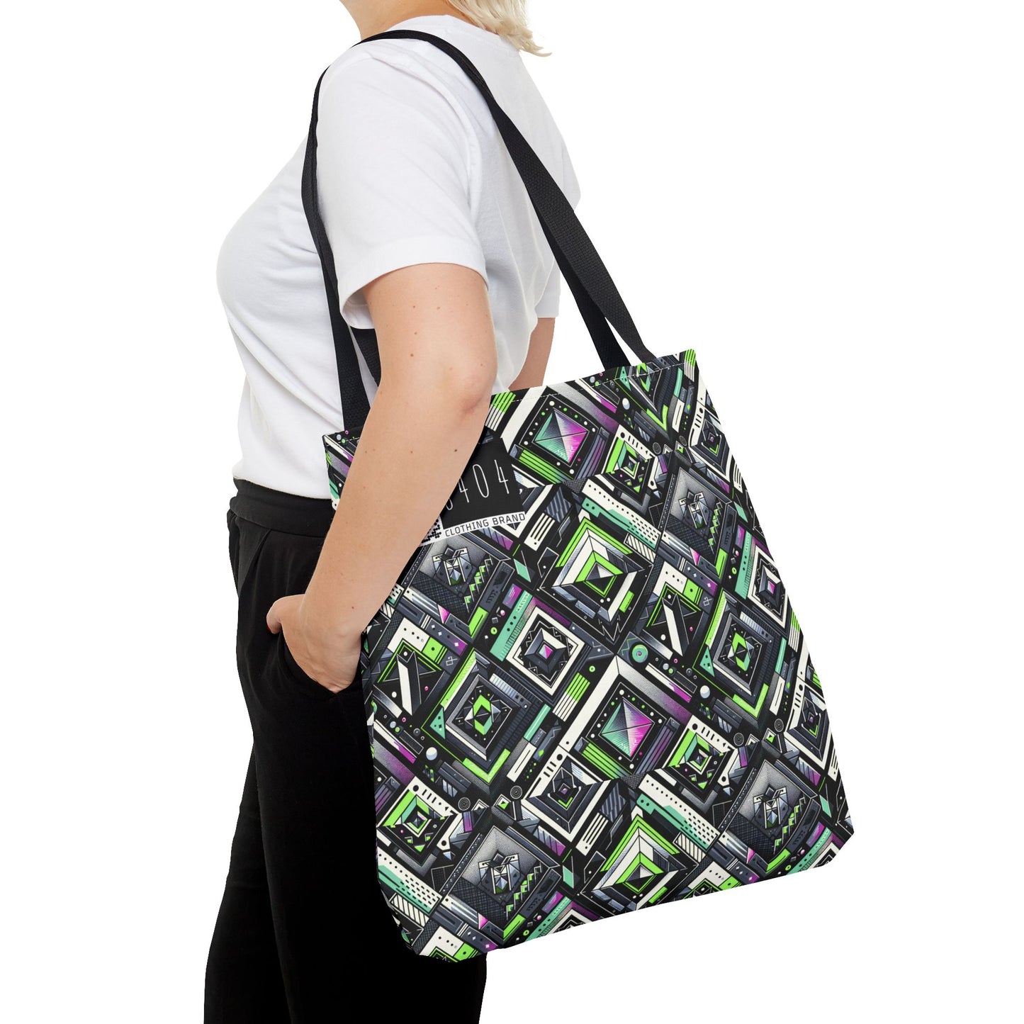 Retro Futurism Graphics Tech-Forward Streetwear Tote Bag - 8404 Design-48