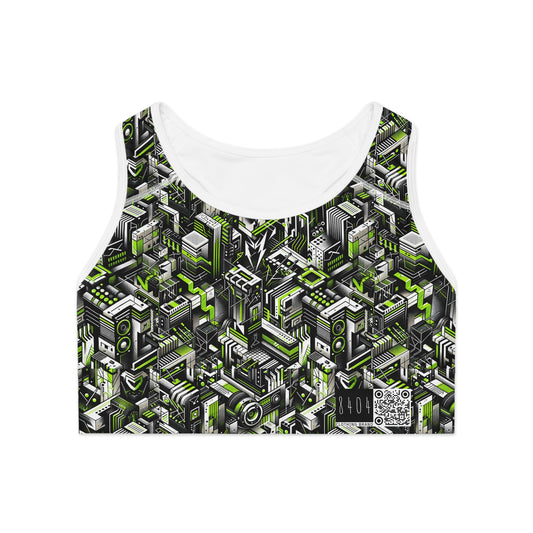 Graffiti Tech Fusion Bold Streetwear Fusion Sports Bra - 8404 Design-53