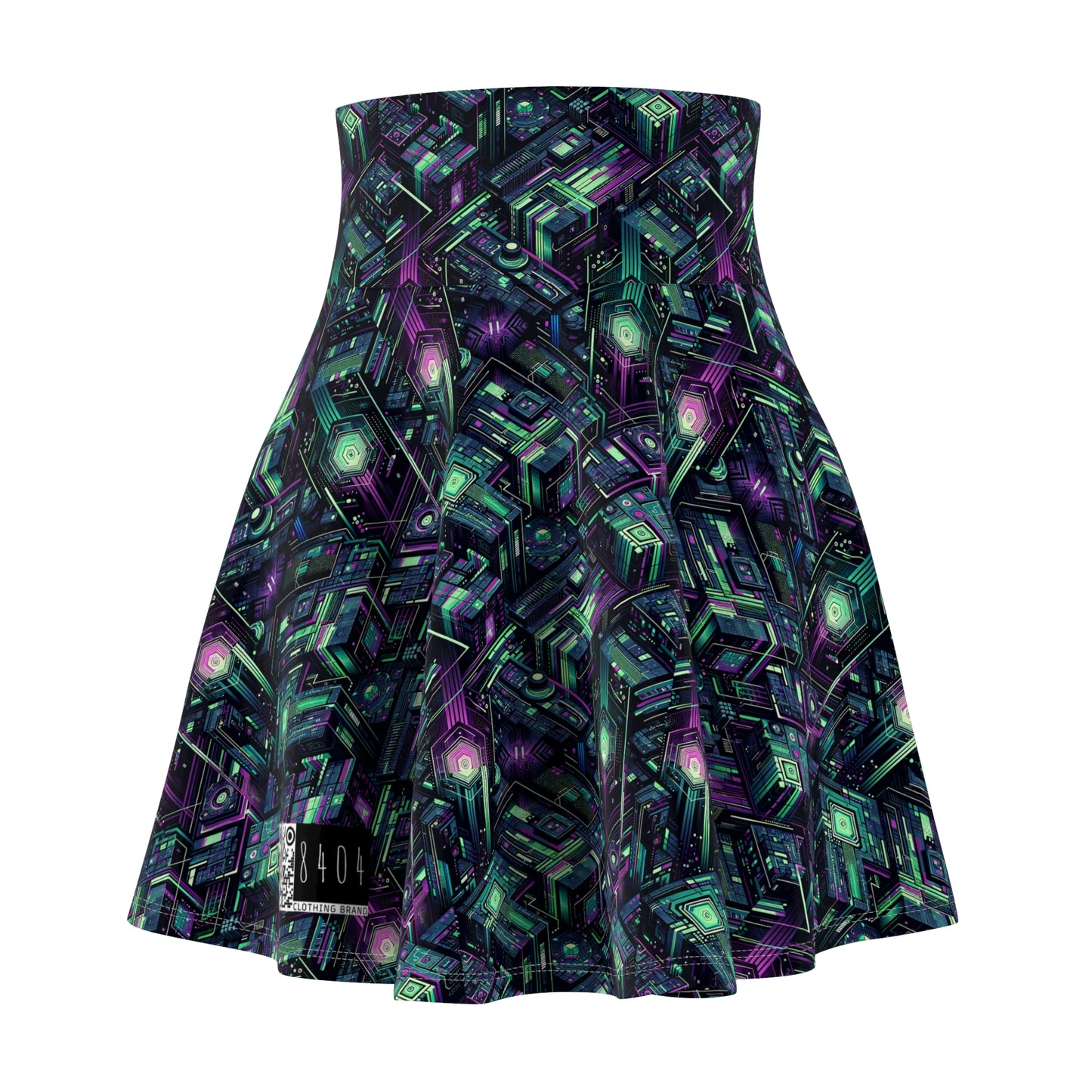 Tech Noir Aesthetics Tech-Forward Urban Dystopia Women's Skater Skirt - 8404 Design-43