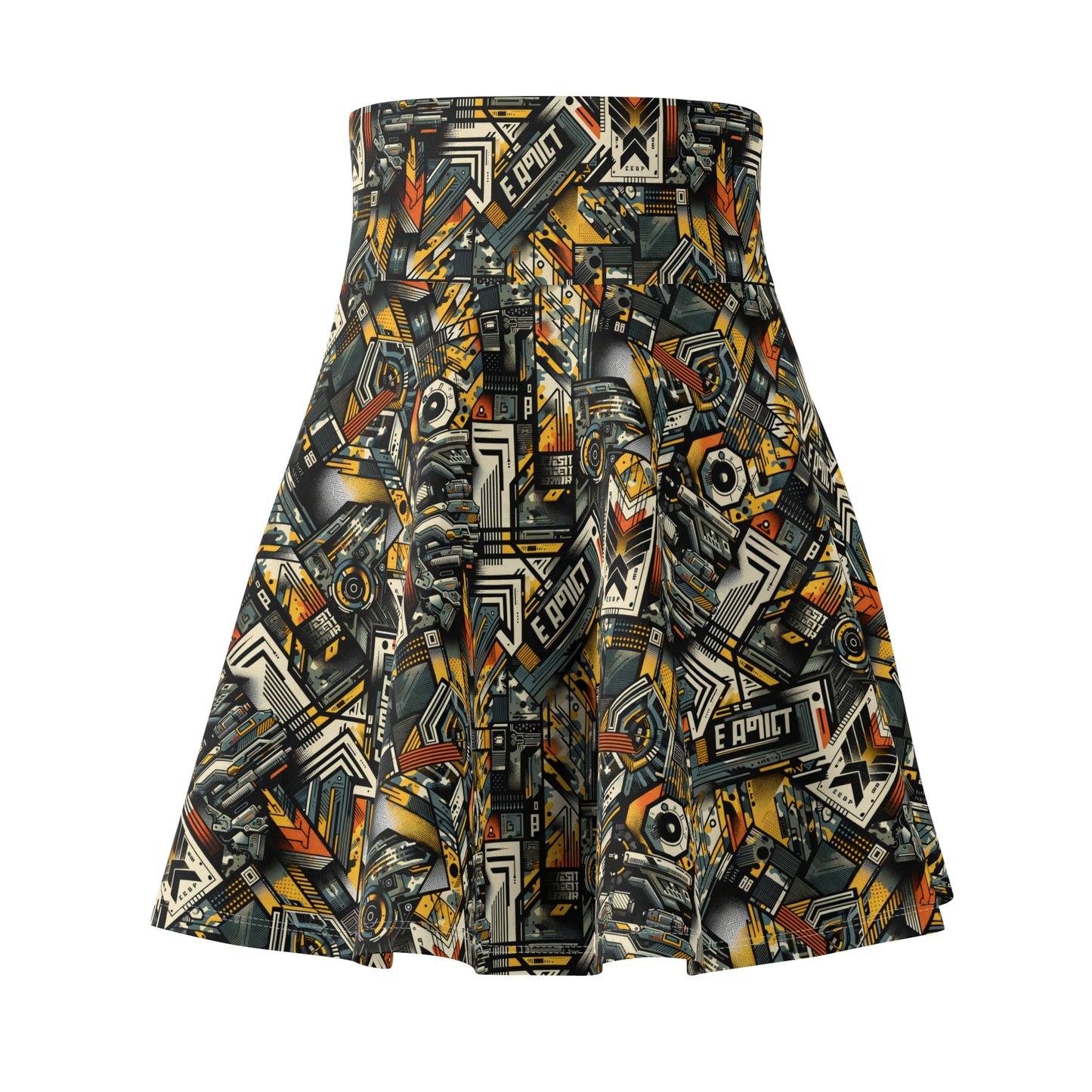 Digital Punk Futuristic Grunge Women's Skater Skirt - 8404 Design-49
