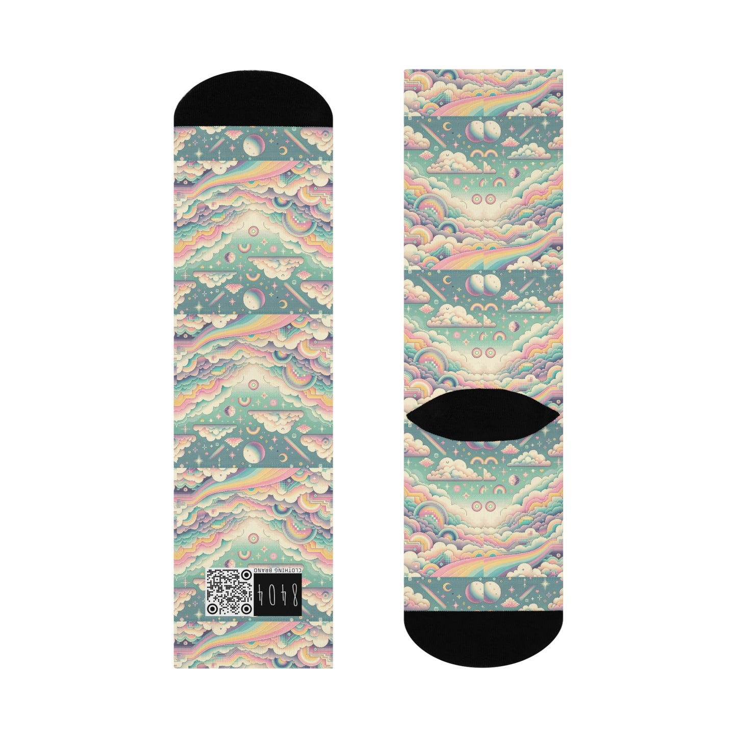 Digital Dreamland Whimsical and Nostalgic Streetwear With a Digital Twist Cushioned Crew Socks - 8404 Design-65