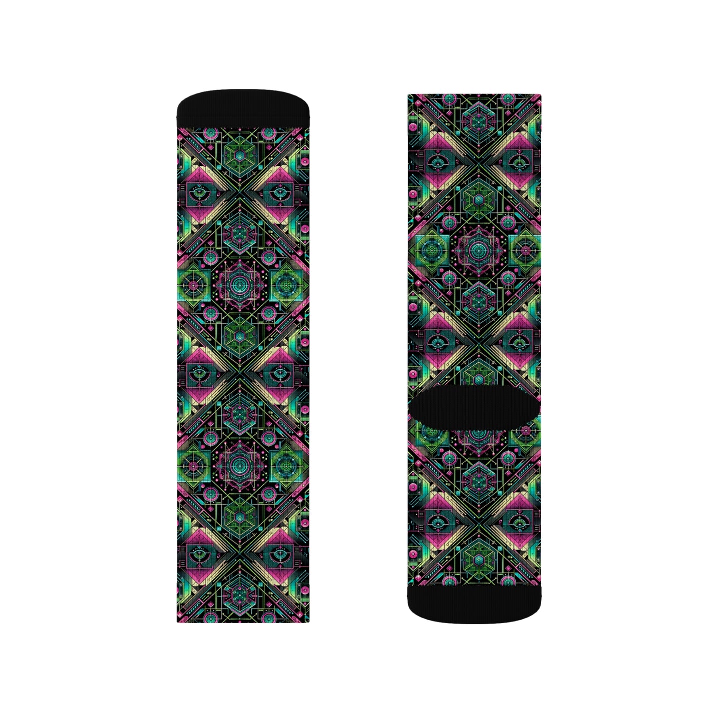 Tech-Infused Graphics Tech-Forward Streetwear Sublimation Socks - 8404 Design-45