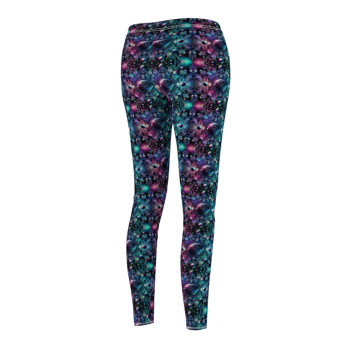 Galactic Hues Tech-Forward Cosmic Fusion Women's Cut & Sew Casual Leggings - 8404 Design-59