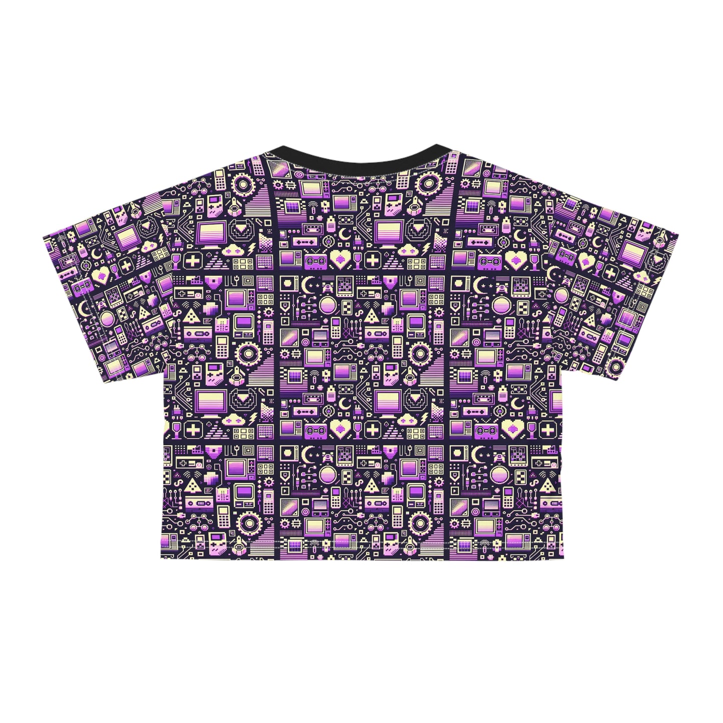 Digital Nostalgia Remix Modern Vintage Fusion Crop Tee - 8404 Design-54