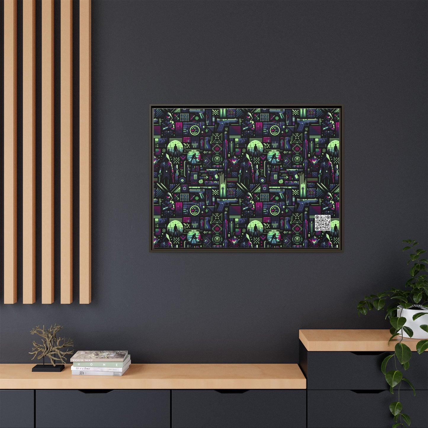 Tech Noir Futuristic Cyberpunk Matte Canvas, Framed (multi-Color) - 8404 Design-63 A
