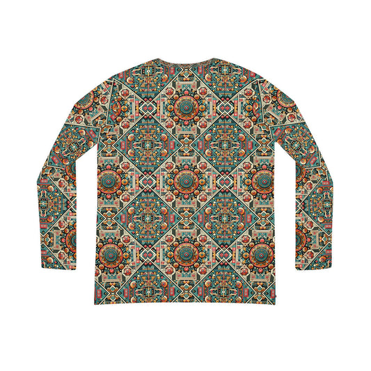 Cultural Fusion Tech Blend of Cultural Heritage With Tech-Inspired Elements Women's Long Sleeve V-Neck Shirt - 8404 Design-74