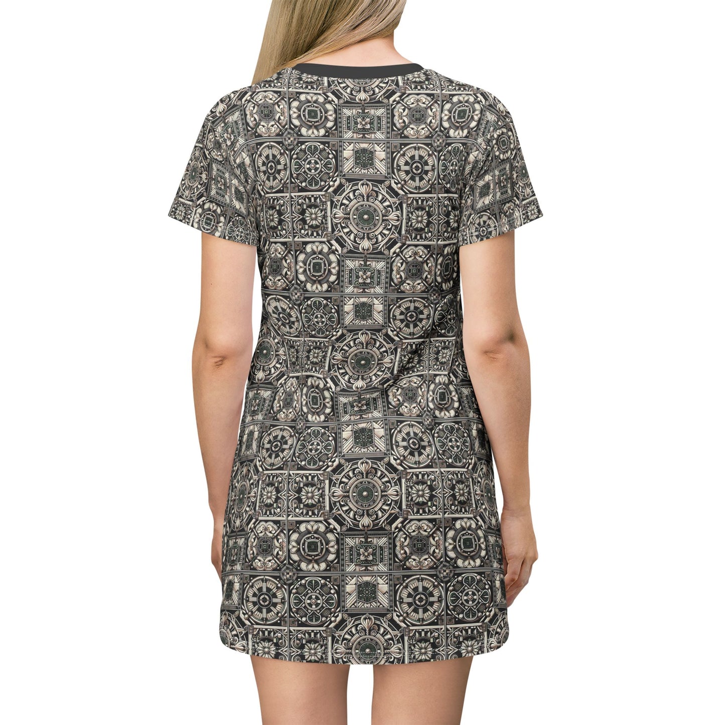 Cyber Garden Party Tech Garden Extravaganza T-Shirt Dress - 8404 Design-45