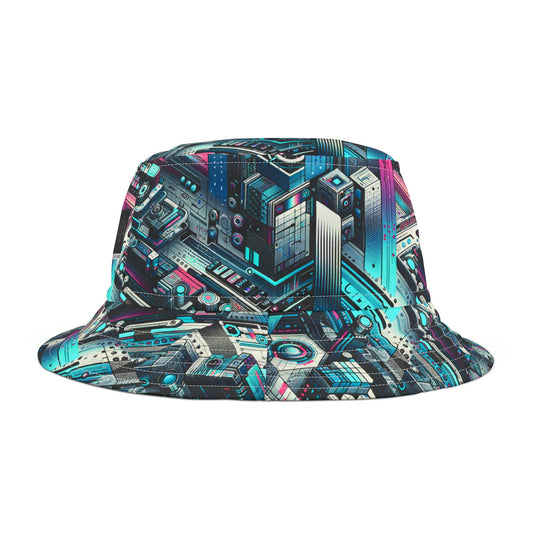 Digital Motion Futuristic Tech Bucket Hat - 8404 Design-40