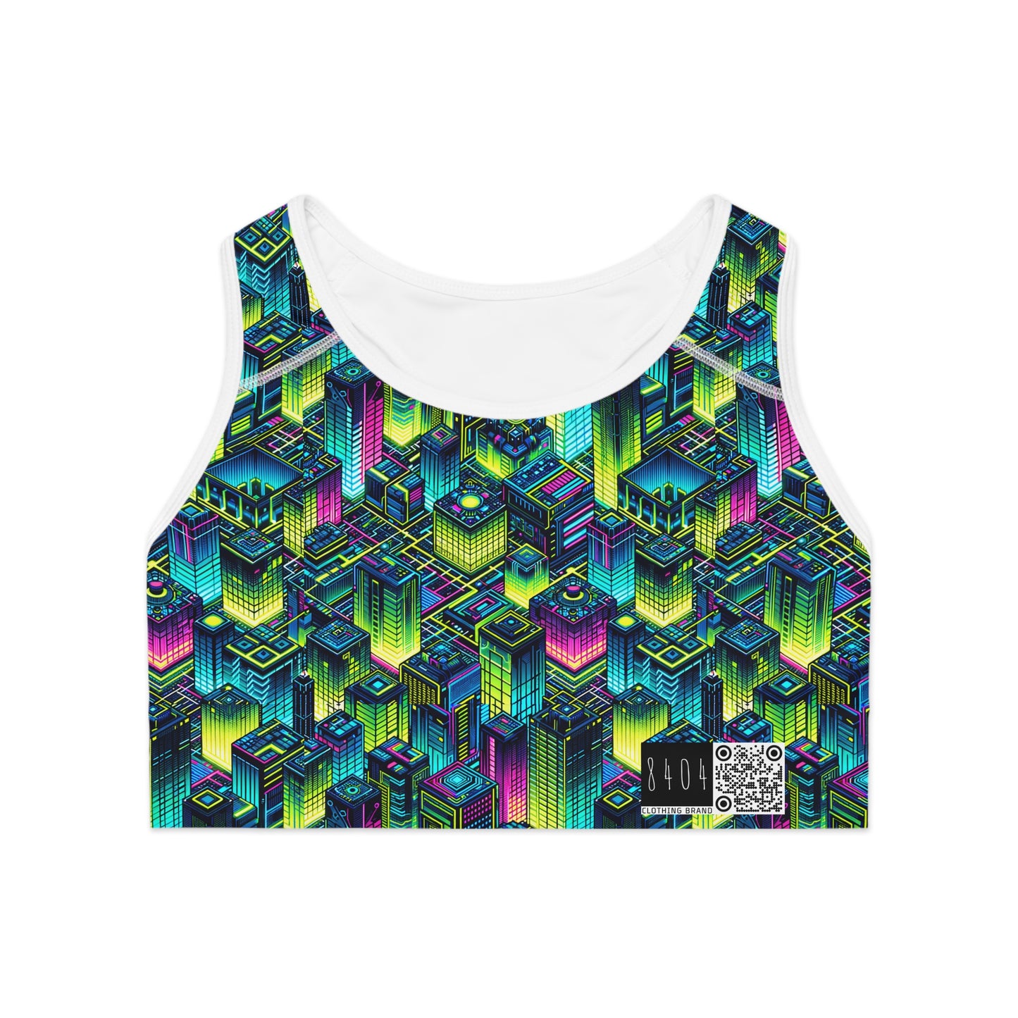 Tech-Infused Neon Tech-Forward Streetwear Sports Bra - 8404 Design-65