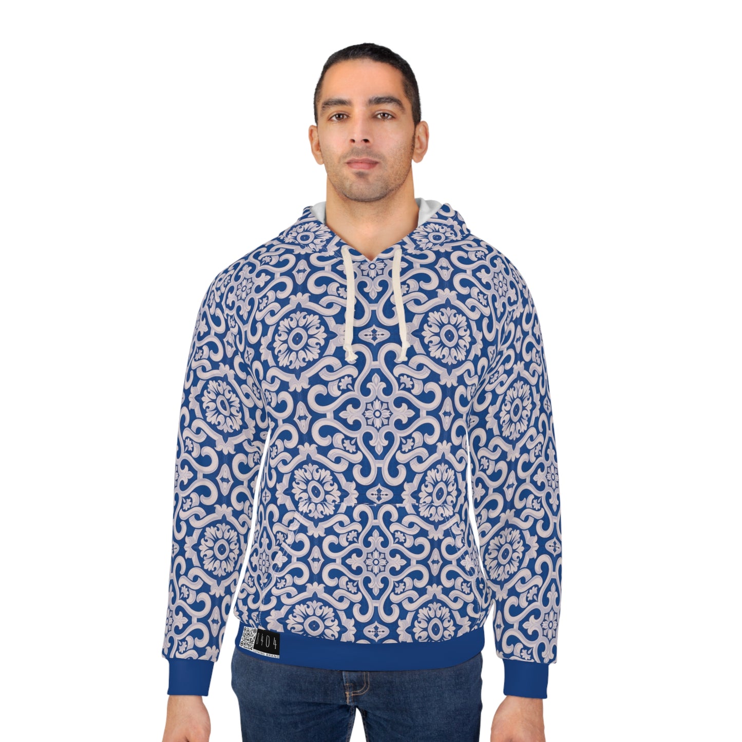 8404 Unisex Adult's "elegant Mosaic" Fashion Pullover Hoodie in Royal Blue