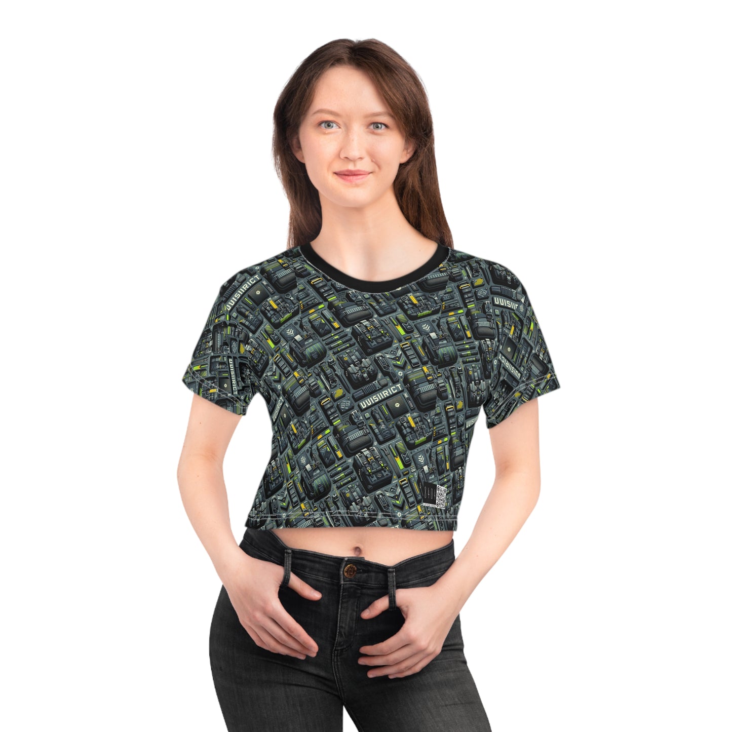 Tech Utility Streetwear Futuristic Tech-Forward Crop Tee - 8404 Design-47