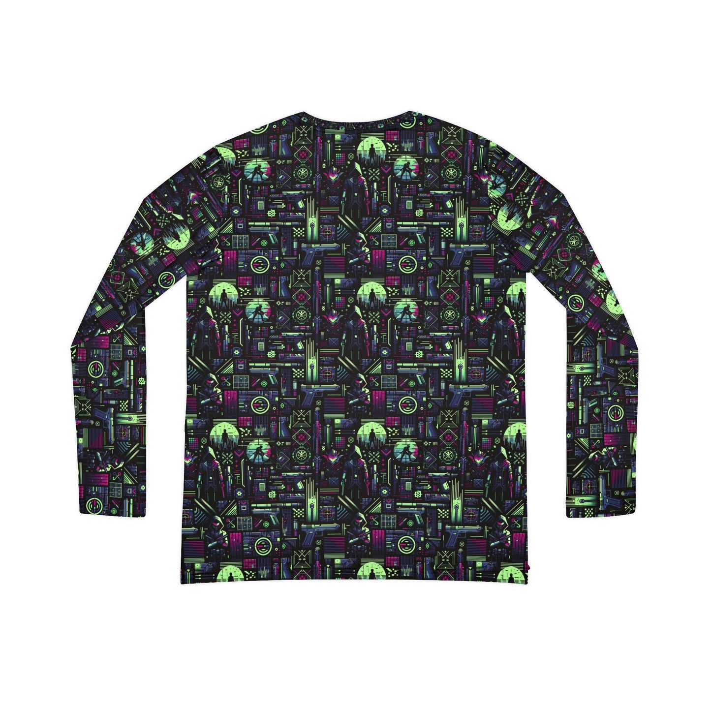 Tech Noir Futuristic Cyberpunk Women's Long Sleeve V-Neck Shirt - 8404 Design-63