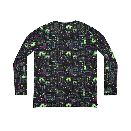 Tech Noir Futuristic Cyberpunk Women's Long Sleeve V-Neck Shirt - 8404 Design-63