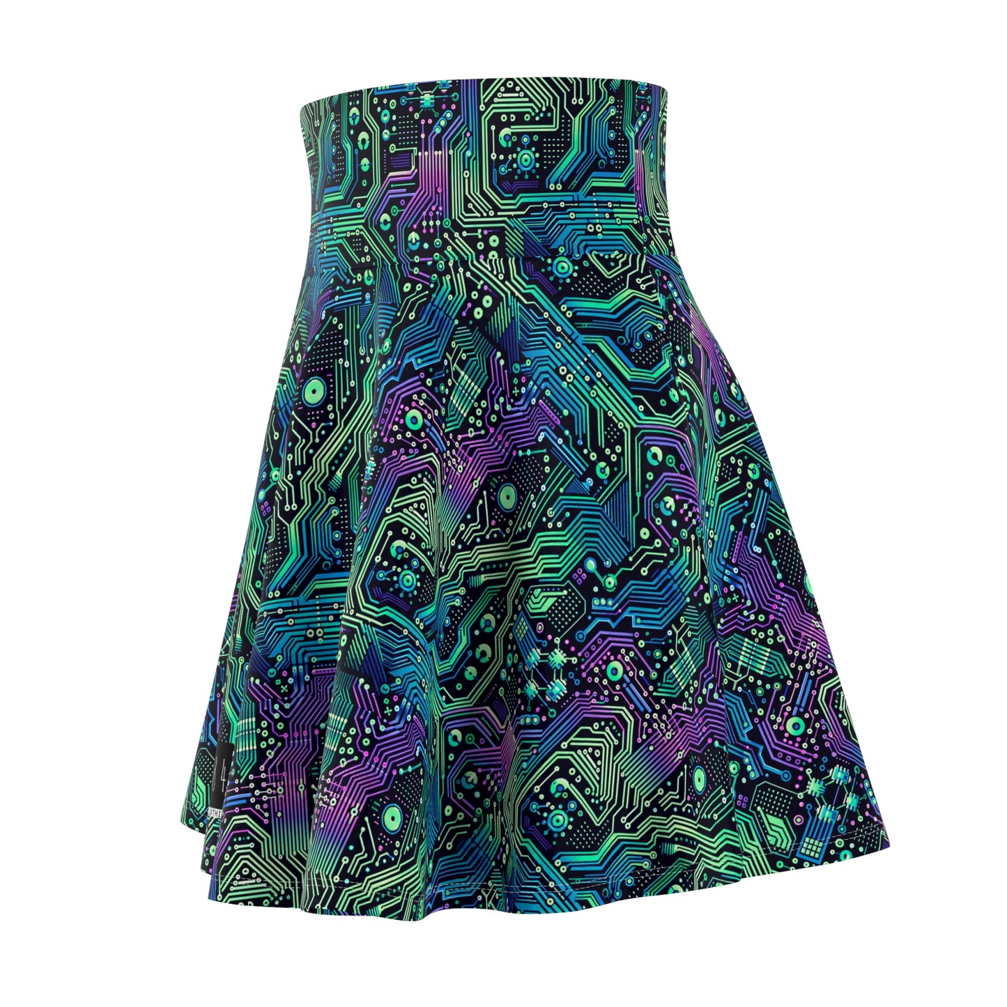 Tech-Infused Neon Tech-Forward Streetwear Women's Skater Skirt - 8404 Design-66
