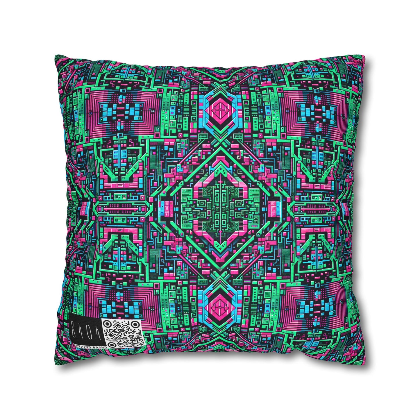 Digital Glitch Vibes Tech-Inspired Streetwear Spun Polyester Square Pillowcase - 8404 Design-71