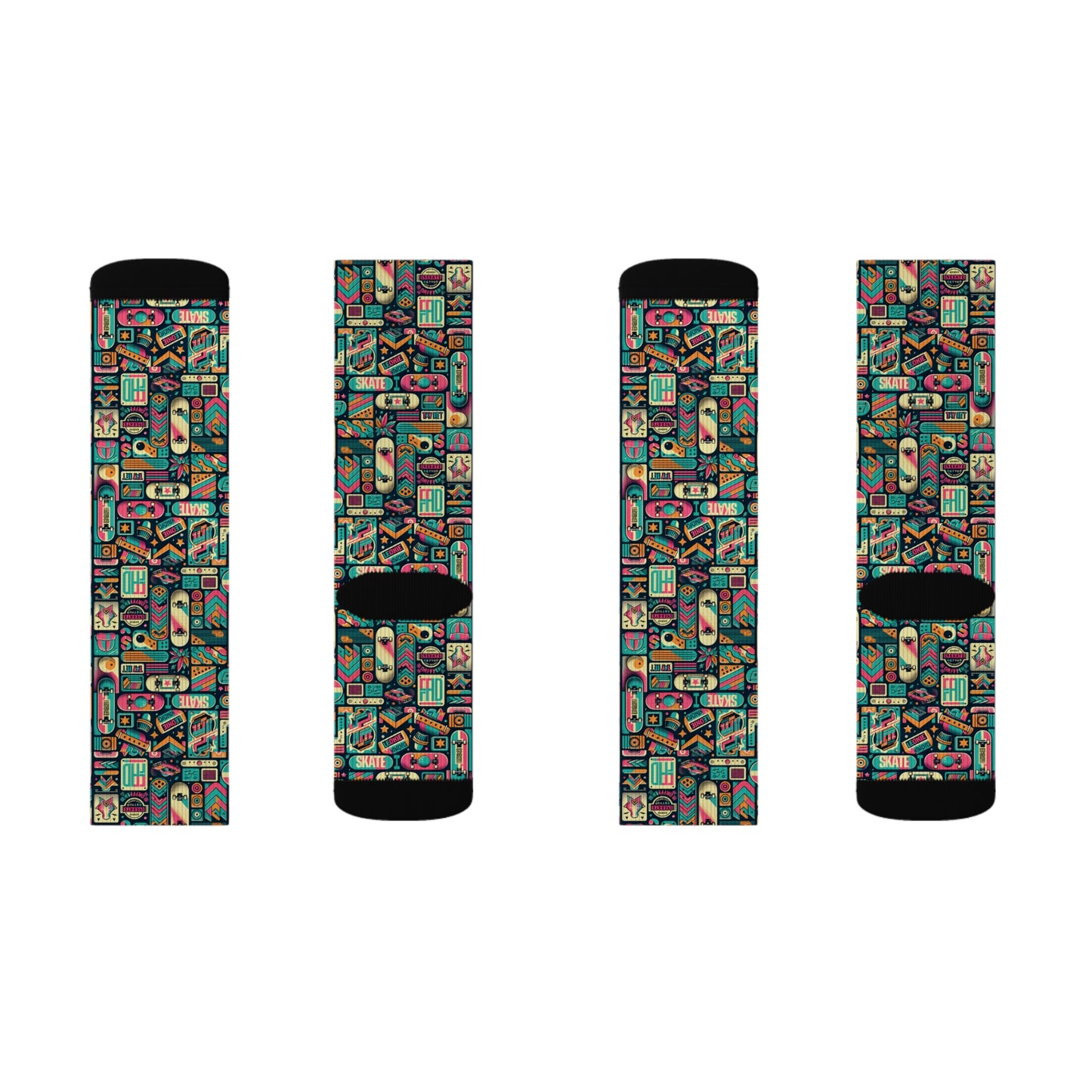 Skate Culture Revival Urban Retro Cool Sublimation Socks - 8404 Design-61