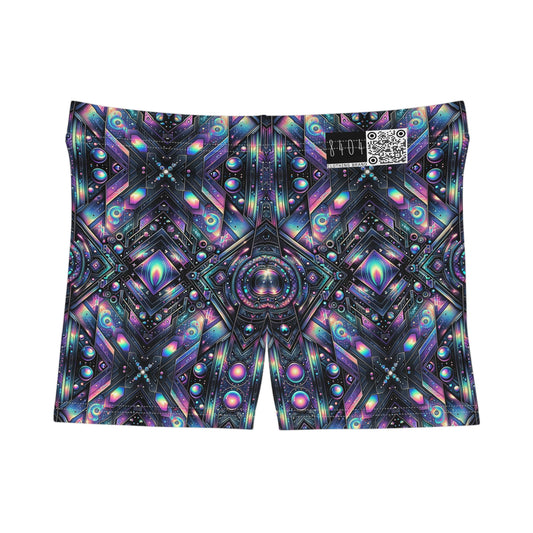 Galactic Hues Tech-Forward Cosmic Fusion Women's Shorts - 8404 Design-58