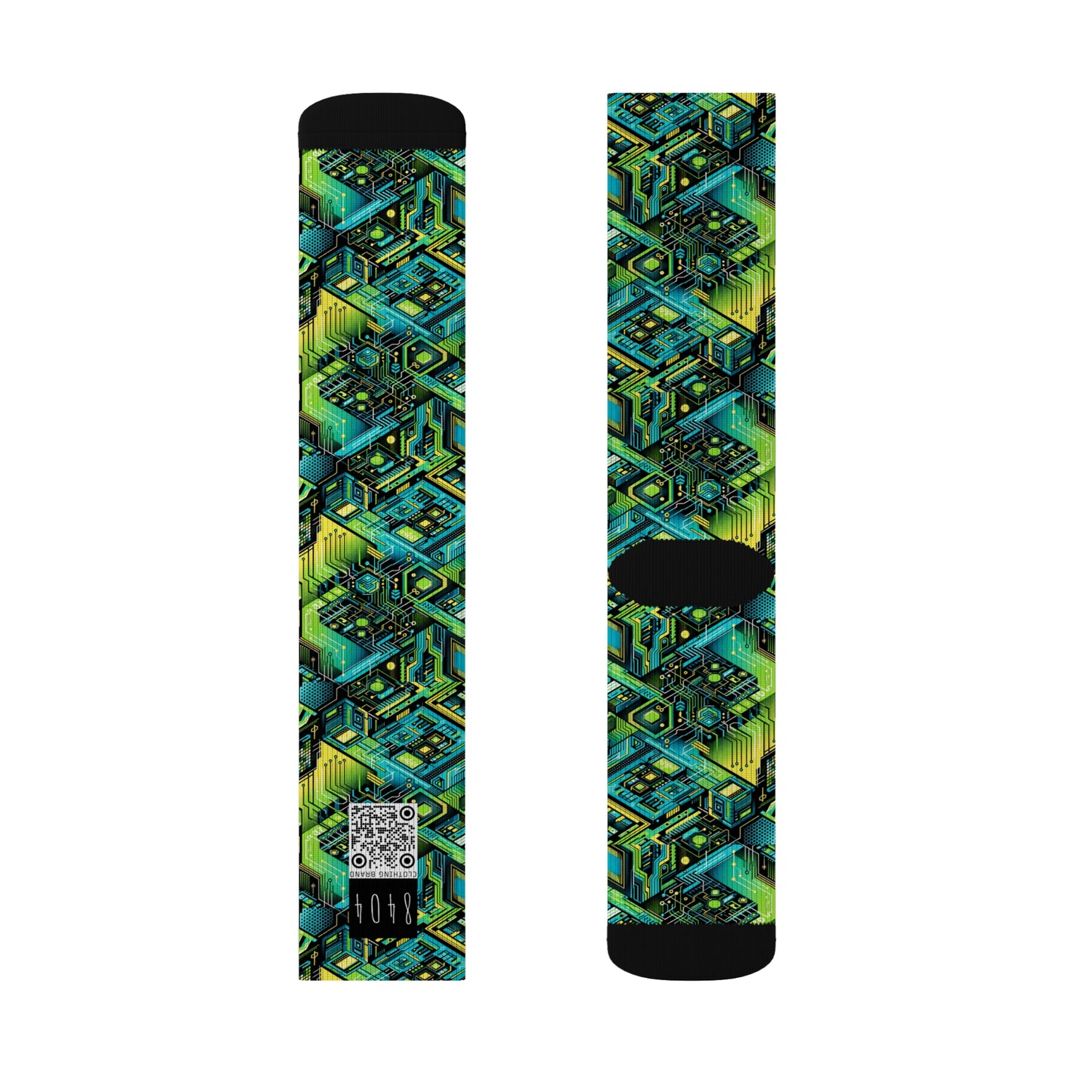 Tech-Infused Neon Tech-Forward Streetwear Sublimation Socks - 8404 Design-38