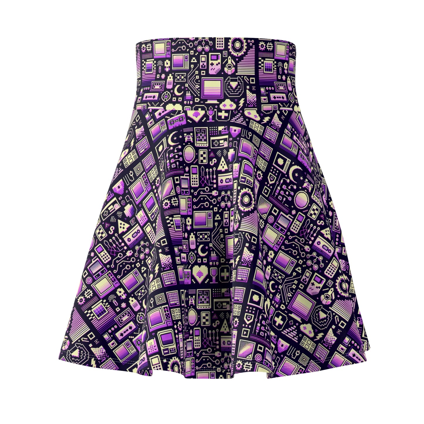 Digital Nostalgia Remix Modern Vintage Fusion Women's Skater Skirt - 8404 Design-54