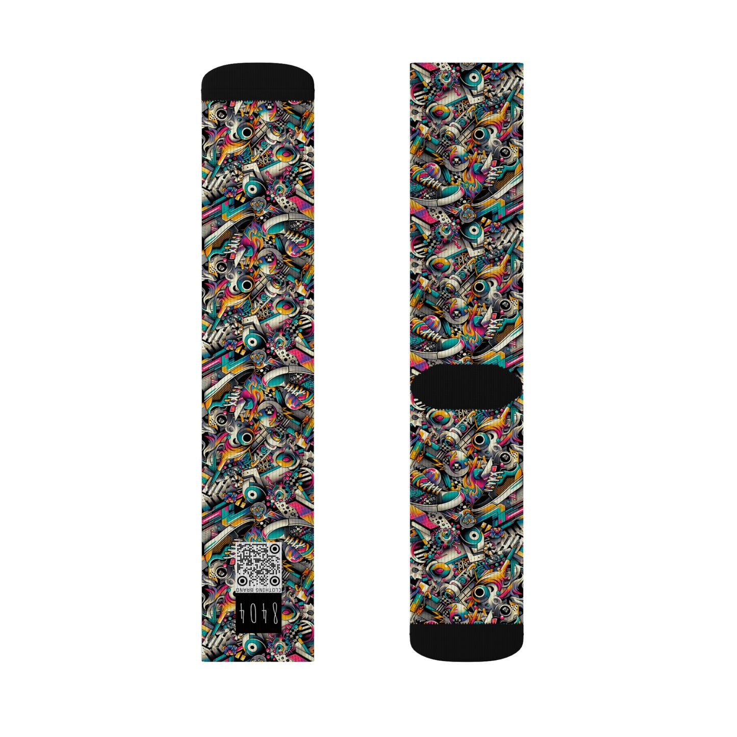 Urban Graffiti Fusion Eclectic Street Art Meets Modern Tech Culture Sublimation Socks - 8404 Design-55