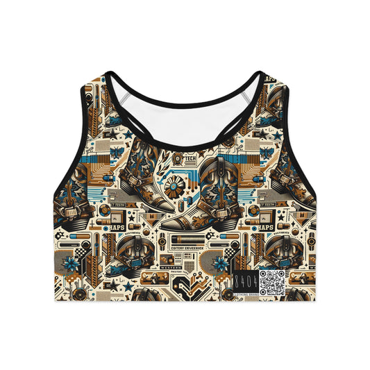 Digital Cowboy Chic Tech-Infused Western Fusion Sports Bra - 8404 Design-45