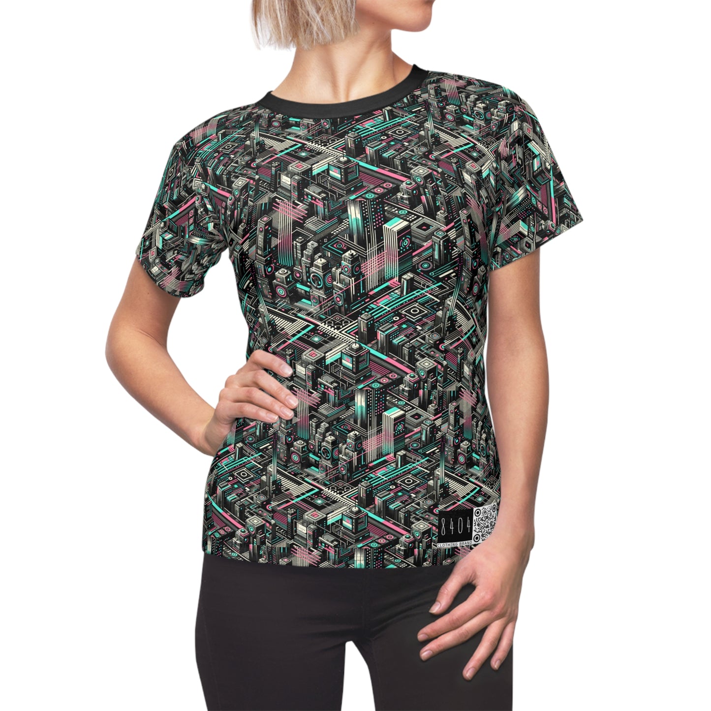 Digital Dreamland Tech-Inspired Streetwear Women's Cut & Sew Tee - 8404 Design-51
