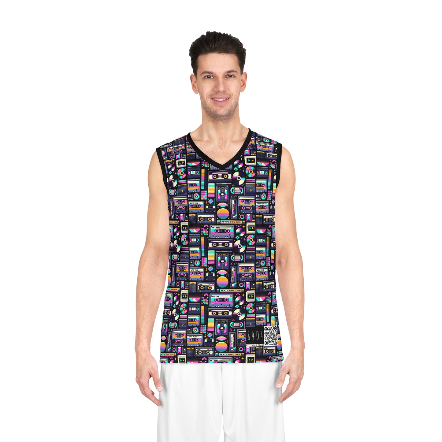 Digital Nostalgia Tech-Inspired Retro Fusion Basketball Jersey - 8404 Design-48
