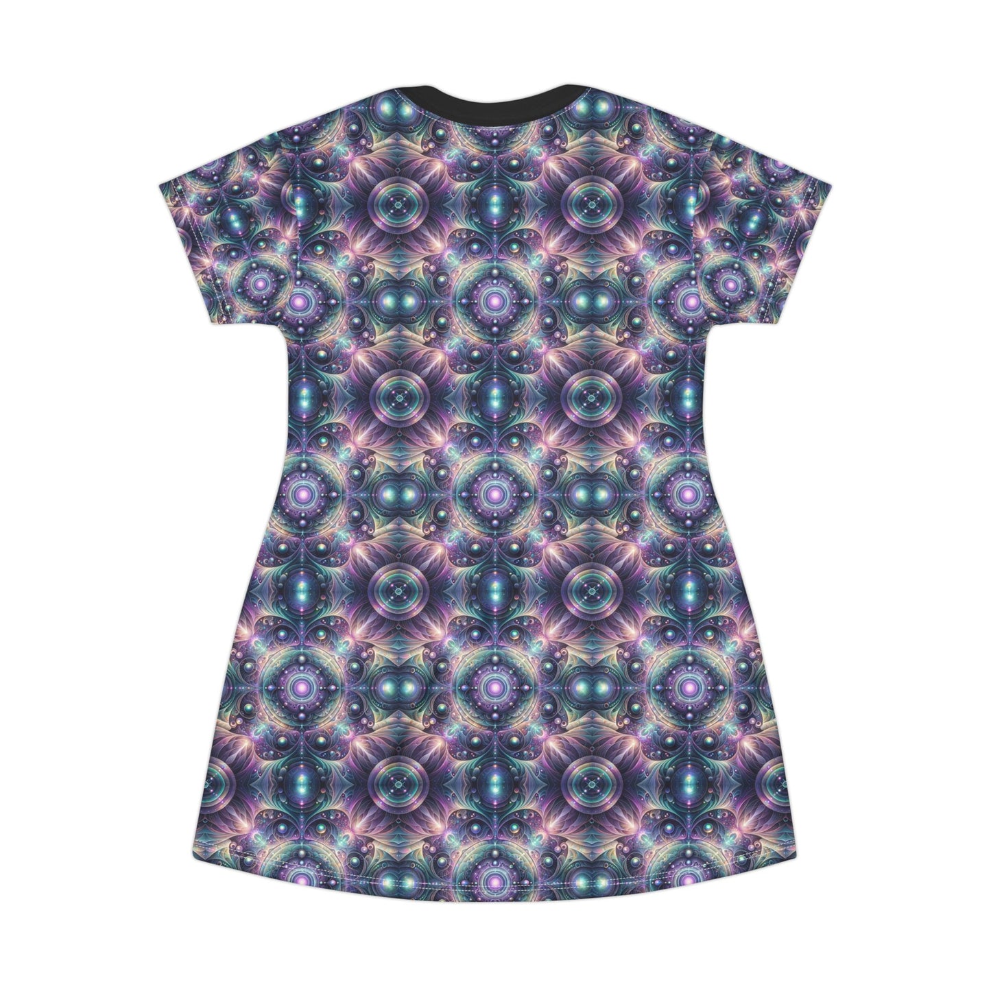 Iridescent Tech Fusion Tech-Forward Streetwear T-Shirt Dress - 8404 Design-61