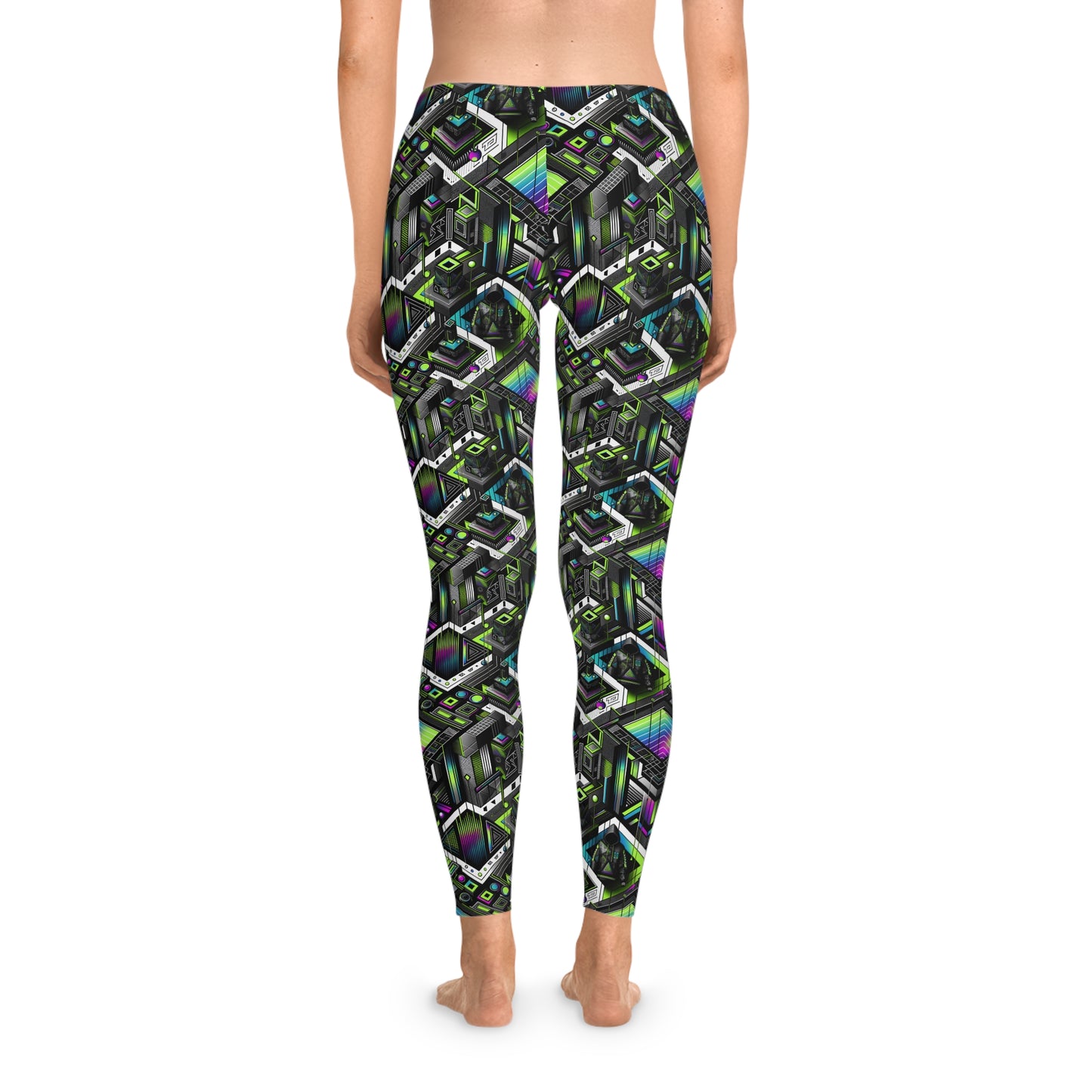 Retro Futurism Graphics Tech-Forward Streetwear Stretch Leggings - 8404 Design-52