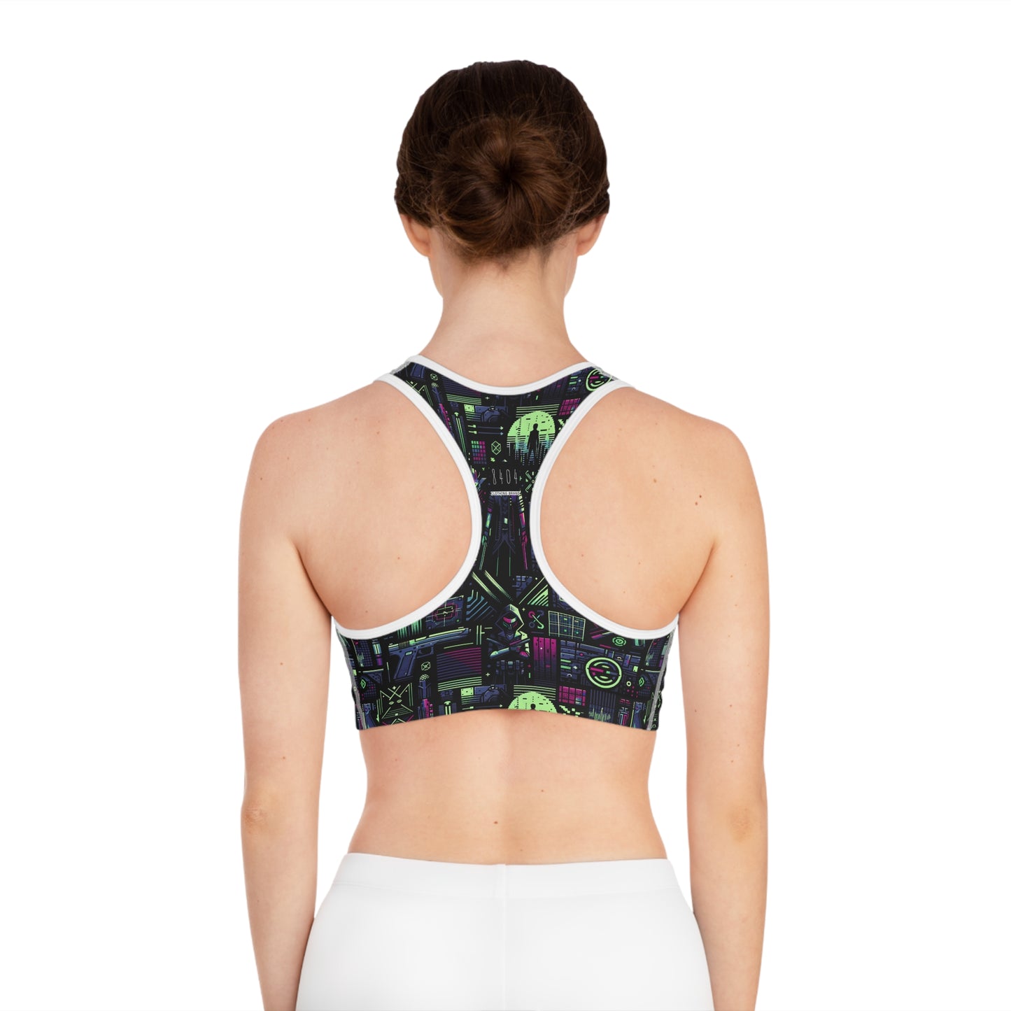 Tech Noir Futuristic Cyberpunk Sports Bra - 8404 Design-63