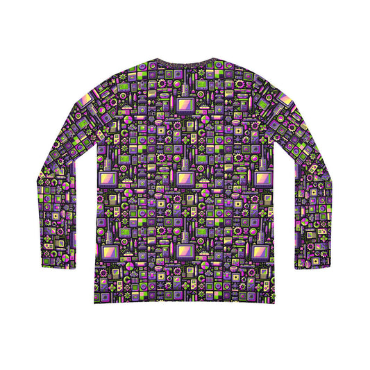 Digital Nostalgia Remix Modern Vintage Fusion Women's Long Sleeve V-Neck Shirt - 8404 Design-67
